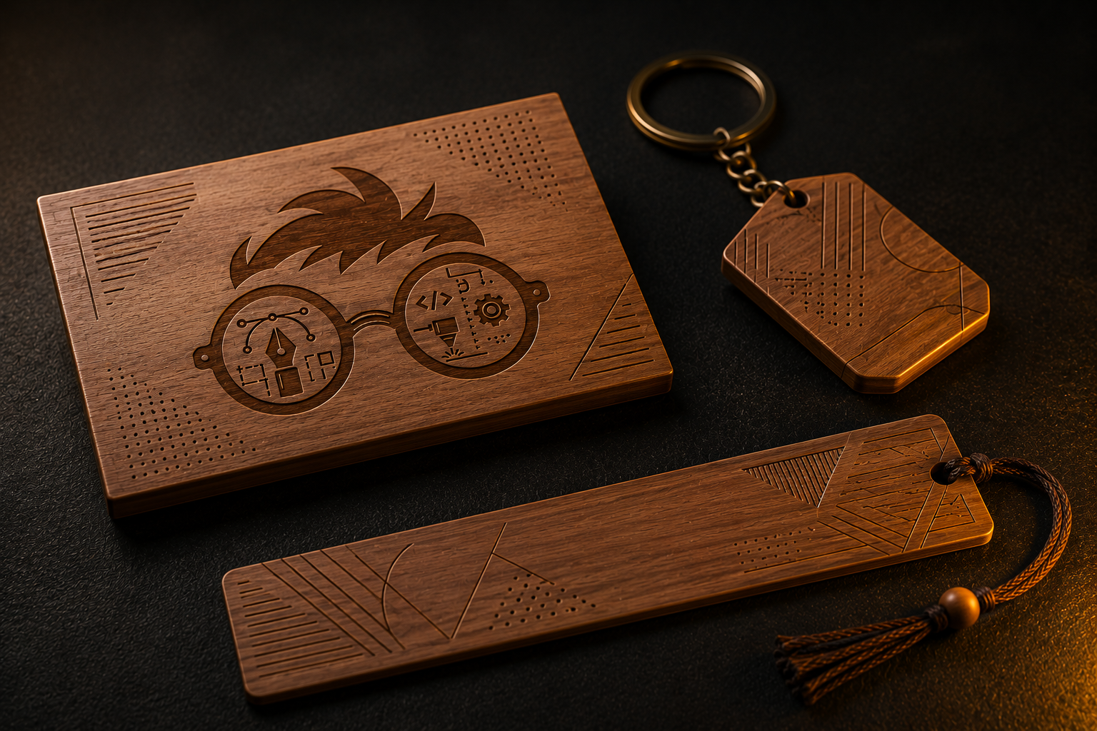 Laser engraved wood product by Abqarino Studio